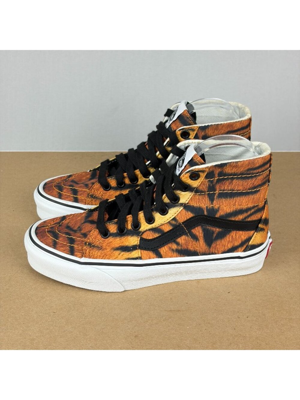 Vans Sk8-Hi Tapered Tiger Print Sneakers Womens 6.5 Black Tan Lace Up High Top